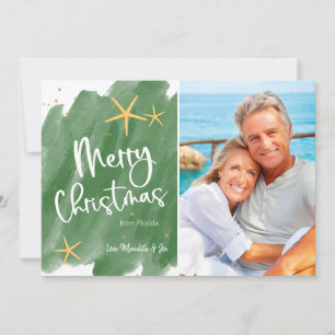 Minimalistische Green & Gold Watercolor Weihnachts