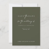 Minimalistische Green Script Foto Save the Date Ca (Vorderseite)