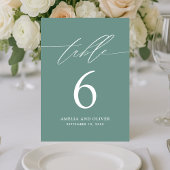 Minimalistische Green Script Tischnummer Card