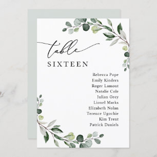 Minimalistische Greenery Wedding Seating Chart Car Einladung