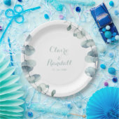 Minimalistische Greenery White Wedding Paper Plate Pappteller (Party)