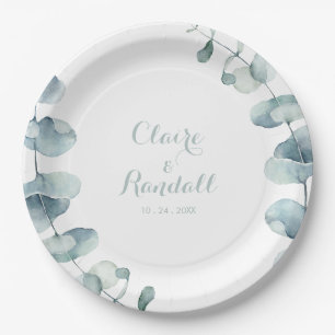 Minimalistische Greenery White Wedding Paper Plate Pappteller