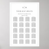Minimalistische Grenz-Hochzeit 20 Tischkarten Poster (Vorne)