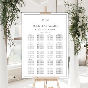 Minimalistische Grenz-Hochzeit 20 Tischkarten Poster