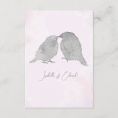 Minimalistische Grey Watercolor Lovebirds Hochzeit Begleitkarte (Rückseite)
