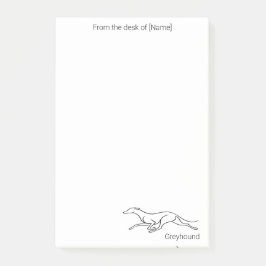Minimalistische Greyhound-Einzelstrichgrafik 4x6 P Post-it Klebezettel