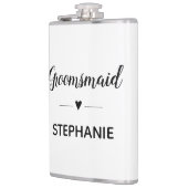 Minimalistische Groomsmaid mit Name Script Hochzei Flachmann (Links)