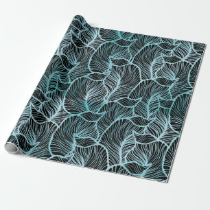 Minimalistische große blaue Blätter über dem Schwa Geschenkpapier