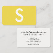 Minimalistische große Monogramm / Gelb Visitenkarte (Vorne/Hinten)