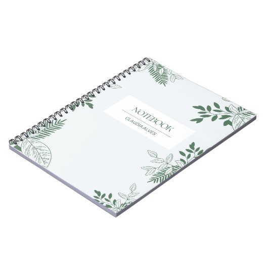 Minimalistische grün-weiße Blätter Personalisiert Notizblock (Linke Seite)