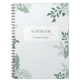 Minimalistische grün-weiße Blätter Personalisiert Notizblock (Vorderseite)