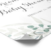 Minimalistische Grünanlage Eucalyptus Baby Dusche Poster (Ecke)