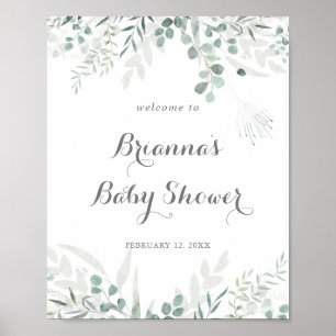 Minimalistische Grünanlage Eucalyptus Baby Dusche Poster
