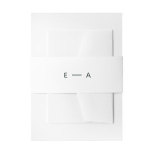 Minimalistische Grünbrauengroom-Monogramm-Hochzeit Einladungsbanderole