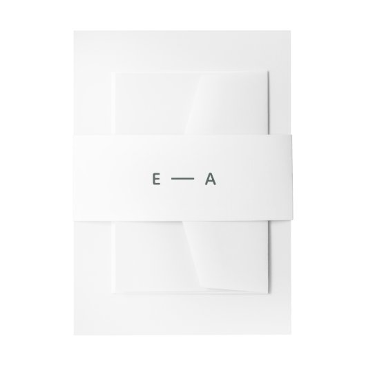 Minimalistische Grünbrauengroom-Monogramm-Hochzeit Einladungsbanderole (Vorderseite Beispiel)