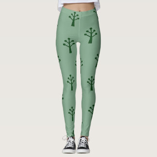 Minimalistische grüne Bäume Leggings