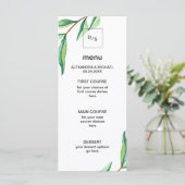 Minimalistische grüne Blätter auf der Speisekarte Menükarte (Stehend Vorderseite)