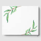 Minimalistische grüne Blätter auf Weiß | Hochzeit Gästebuch (Rückseite)