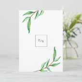 Minimalistische grüne Blätter auf White Wedding Einladung (Stehend Vorderseite)
