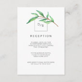 Minimalistische grüne Blätter Hochzeitsempfang Begleitkarte (Vorderseite)