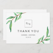 Minimalistische grüne Blätter | Vielen Dank an Mon Dankeskarte (Vorne/Hinten)