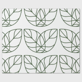 Minimalistische grüne Blattlinienkunst  Geschenkpapier