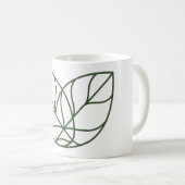 Minimalistische grüne Blattlinienkunst Kaffeetasse (VorderseiteRechts)