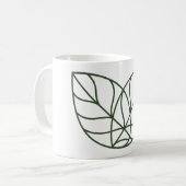 Minimalistische grüne Blattlinienkunst Kaffeetasse (Vorderseite Links)