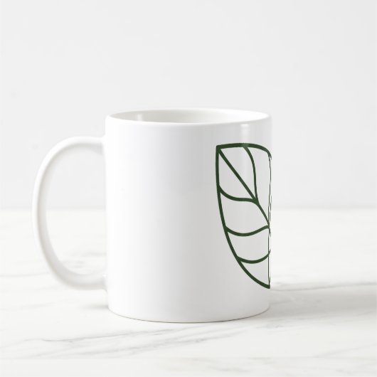 Minimalistische grüne Blattlinienkunst Kaffeetasse (Links)