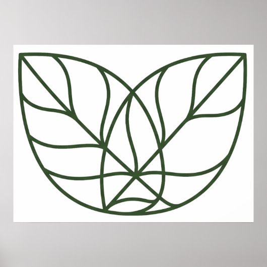 Minimalistische grüne Blattlinienkunst Poster (Vorne)
