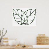 Minimalistische grüne Blattlinienkunst Poster (Küche)