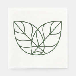 Minimalistische grüne Blattlinienkunst  Serviette