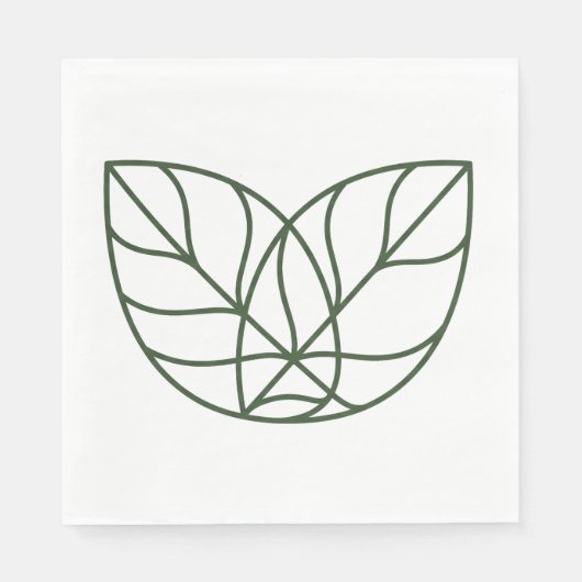 Minimalistische grüne Blattlinienkunst Serviette (Vorderseite)