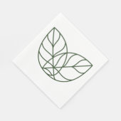 Minimalistische grüne Blattlinienkunst Serviette (Ecke)