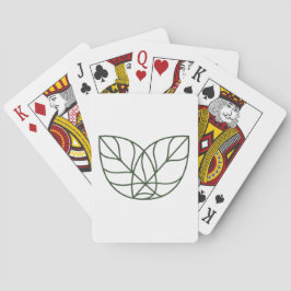 Minimalistische grüne Blattlinienkunst  Spielkarten