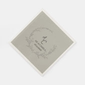 Minimalistische Grüne Blattwerk Schrift Initial Ho Serviette (Ecke)