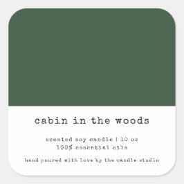 Minimalistische grüne Blockverpackungskerze Quadratischer Aufkleber