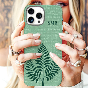 Minimalistische grüne Botanische Monogramm iPhone 16 Pro Max Hülle