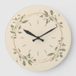 Minimalistische grüne botanische Wanduhr