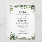 Minimalistische Grüne Elegante Hochzeit Einladung (Vorderseite)