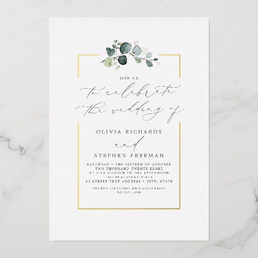 Minimalistische Grüne Elegante Script Schriftart H Folieneinladung (Vorderseite)