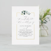 Minimalistische Grüne Elegante Script Schriftart H Folieneinladung (Stehend vorne)