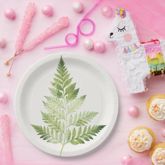 Minimalistische Grüne ernährende botanische Illust Pappteller (Party)