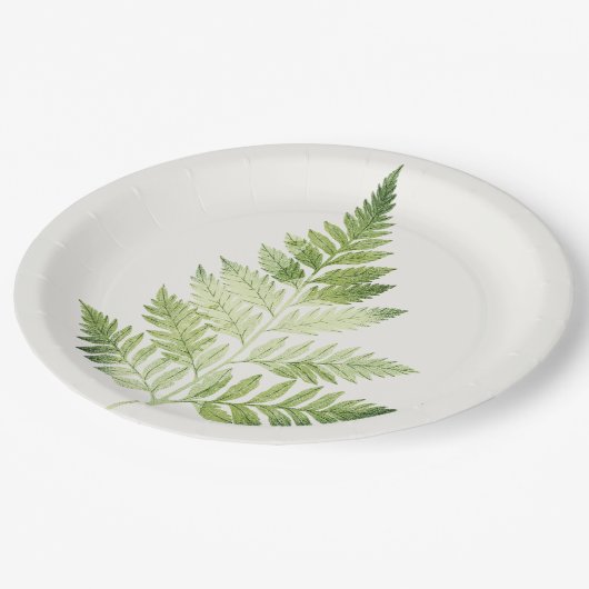 Minimalistische Grüne ernährende botanische Illust Pappteller (Schrägansicht)