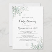 Minimalistische Grüne Eukalyptus Christening Einladung (Vorderseite)