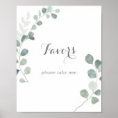 Minimalistische Grüne Eukalyptus Favors-Zeichen Poster (Vorne)