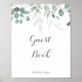 Minimalistische Grüne Eukalyptus Gästebuchsignatur Poster (Vorne)