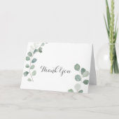 Minimalistische Grüne Eukalyptus-Hochzeit Dankeskarte (Vorderseite)