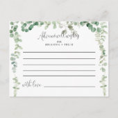 Minimalistische grüne Eukalyptus-Hochzeitsratenkar Postkarte (Vorderseite)