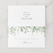Minimalistische grüne Eukalyptus-Hochzeitsszene Pl Platzkarte (Außenseite Aufgefaltet)